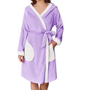 Bata de Baño Unisex de Algodón Suave, Cómoda, Tallas Grandes, Personalizable, Estilo Coreano con Bolsillos Delanteros, Ropa de Dormir de Secado Rápido con Cierre de Cordón para Mujer - Product Image 6