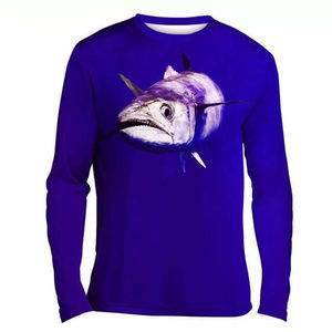 Chemise de pêche à manches longues pour homme avec logo sur le devant, col rond tricoté, séchage rapide, coupe classique - Product Image 2