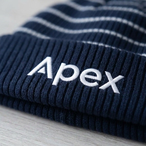 Men's <b>Navy</b> Striped <b>Beanie</b> Hat Knit Cuffed Winter Cap Unisex Streetwear Skull Cap Custom Logo Wholesale Fashion Accessory - Product Image 6