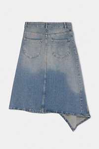 Women's <b>Denim</b> <b>Knee</b>-<b>Length</b> <b>Skirt</b> Asymmetric Button Front Stonewashed Cotton Casual Eco-Friendly Breathable Winter Wear Pencil - Product Image 5