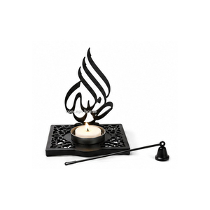 Candelabro de Hierro Negro con Diseño de Caligrafía Árabe, Pieza de Arte Metálico Duradera para Decoración del Hogar - Product Image 6