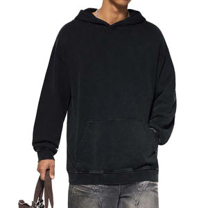 Sweats à capuche tendance pour hommes, épais, effet vieilli, vente en gros, coupe oversize, délavé à la pierre, effet soleil, impression de logo personnalisé - Product Image 5