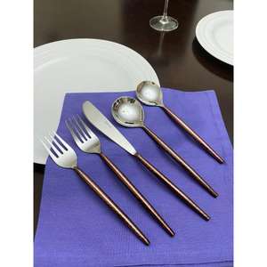 Antique Flatware Sets For Cafe <b>Bakery</b> Supplies Stainless Steel Custom Logo Print Cutlery Set 6 Pieces - Product Image 4