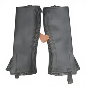 Geoffrey Polo <b>Riding</b> Half <b>Chaps</b>-100% Cow Leather-Black-Adult - Product Image 1