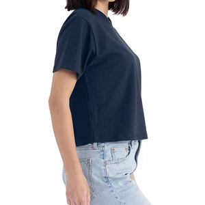 Wholesale Active Fitness Women Vintage <b>Crop</b> T-Shirt Summer Quick Dry Anti-Wrinkle Short Sleeve 100% Cotton Athletic T-Shirt - Product Image 2