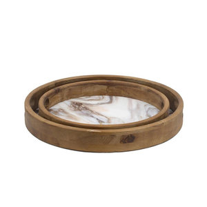 Bandeja Redonda Art Deco para Servir, con Diseño de Mármol y Acabado Esmaltado, Hecha a Mano, en Oferta - Product Image 2