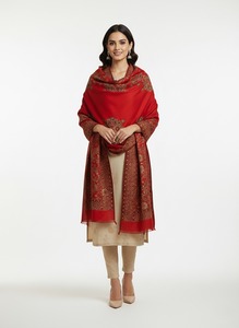 Red Long Women's Traditional <b>Shawl</b> Scarf Reversible Headscarf Option Winter <b>Wedding</b> Daily Use Anti-Bacterial Viscose - Product Image 4