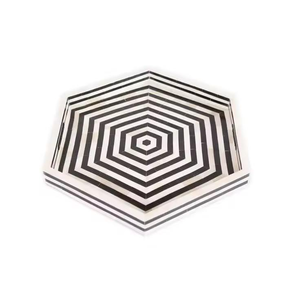 Bandeja de servir moderna de estilo antiguo hecha a mano para cocina, con incrustaciones de hueso de la India, bandeja decorativa de madera de Barkah Star - Product Image 1