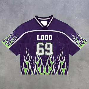 Camisetas de fútbol retro personalizadas para hombre, estilo streetwear de verano, estampadas, holgadas, de malla, de tela tejida - Product Image 3