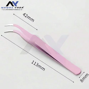2 Pinzas de Acero Inoxidable Color Oro Rosa para Pestañas, Instrumentos de Precisión para Aplicación de Cejas y Pestañas, Alta Calidad - Product Image 3