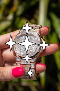 Montre automatique pour homme de luxe vintage en acier inoxydable avec boîtier en or jaune de haute qualité et diamants baguette NYC DIAMOND EMPIRE - Product Image 5