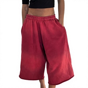Pantalones Cortos Deportivos Largos 3/4 para Hombre, con Logotipo Personalizado, Lavado Ácido, 100% Algodón, Estampado Vintage Desgastado, Talla Grande, Estilo Holgado - Product Image 3