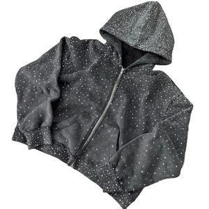 Sweat à capuche en molleton 100% coton de haute qualité avec logo personnalisé, strass, diamant, unisexe, streetwear, designer - Product Image 2