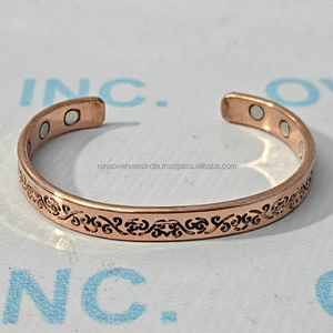 Pulsera Magnética de Cobre Artesanal Moderna, Grabada a Mano, Ecológica, Joyería Espiritual Curativa, Talla Personalizada Disponible, Rana Overseas - Product Image 4