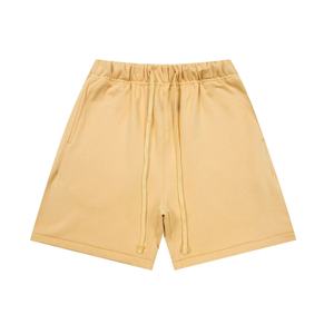 Shorts d'été pour hommes de haute qualité, en coton pur 100% tricoté, poids lourd, taille mi-haute avec cordon de serrage, et shorts de sport pour hommes. - Product Image 5