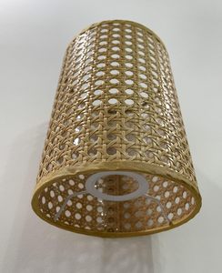 Abat-jour de plafond cylindrique rustique en rotin, tressé artisanal, style antique, pour salon, chambre et salle à manger - Product Image 3