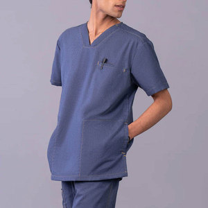 Uniforme d'infirmier/unisexe pour homme, haut en coton et polyester tissé, uniforme d'hôpital à manches courtes avec poches - Product Image 2