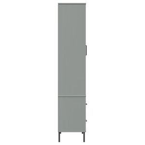 Bibliothèque haute en bois de pin massif gris et verre avec structure métallique - Product Image 6