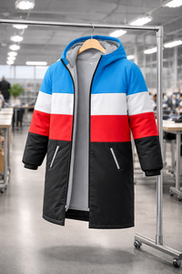 OEM Service Swim <b>Parka</b> <b>Jacket</b> with Full Zip, Color Block Design, <b>Waterproof</b> Fabric and Warm Fleece Interior for Swimming Teams - Product Image 6