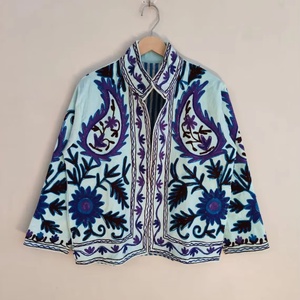 Veste Suzani en velours brodé de fleurs Style bohème vêtements d'extérieur indiens manteau de fête pour l'hiver - Product Image 1