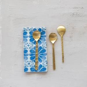 Brass Gold Round <b>Spoon</b> Set Hammered Stainless Steel <b>Coffee</b> Teaspoon Dessert Flatware Tableware Cafe Home Dining Table Use - Product Image 1