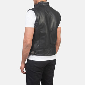Best Quality Men's Genuine Leather Vest Casual Sleeveless Fall Winter Use Breathable Waterproof Windproof <b>Reversible</b> High Street - Product Image 5