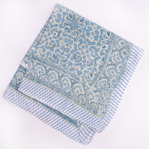 Bandana en coton rayé bleu et blanc, foulard carré respirant, couvre-chef décontracté pour printemps et été, unisexe, 53x53cm - Product Image 6