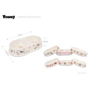 Gamelle pour animaux Yommy 30x16.5cm à double compartiment avec motif chien pour chiens et chats - Product Image 1