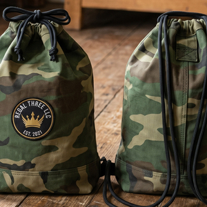 Regal Three Llc Camouflage <b>Drawstring</b> <b>Backpack</b> Canvas Unisex Gym Bag Durable Casual Style Rope Handle Below 23 Litre - Product Image 3