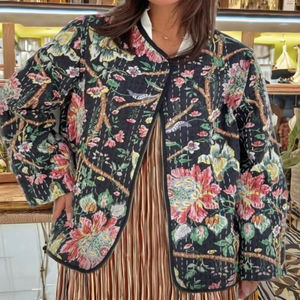 Unique Collection 2025 Indian 100% Cotton Quilted Floral Print Kantha Handmade <b>Women's</b> Autumn Winter Coat Bohemian Outfit - Product Image 2