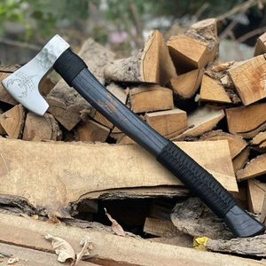 Handmade Carbon Steel Wood Carving <b>Axe</b>, Scorpion Engraved Beech <b>Handle</b>, Leather Sheath - Product Image 1