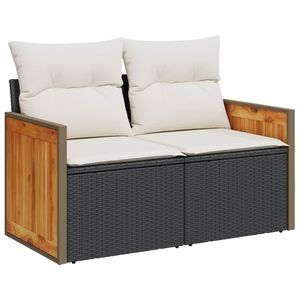 Juego de sofás de patio de ratán sintético negro de 9 piezas con cojines, muebles elegantes para exteriores - Product Image 3