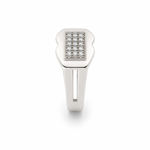925 Sterling <b>Silver</b> <b>Mens</b> Diamond Pave Square Signet <b>Ring</b> Modern Minimalist Design High Polish Finish Wedding Party Daily Wear Gi - Product Image 3