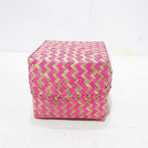 Handmade Natural Palm Leaf Storage <b>Baskets</b> Square Mini Colorful <b>Stackable</b> Organizers for Neatening Multi Purpose Use - Product Image 4