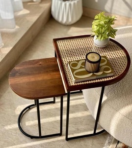 Ensemble de tables basses gigognes modernes et compactes en métal, tables d'appoint avec plateau en métal, fabriquées en Inde, garantie incluse, pour salon - Product Image 6