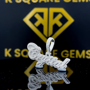 Rhodium-Plattierter Zirkon-Besetzter Standard-Wortanhänger im Hip-Hop-Stil, Luxuriöser Buchstaben-Charm, Modische Herrenschmuck-Halskette, Geschenk - Product Image 5