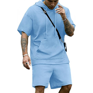 Ensemble de shorts et sweat à capuche élégants pour hommes, tenue d'été décontractée tendance, vêtements de rue respirants et confortables - Product Image 1