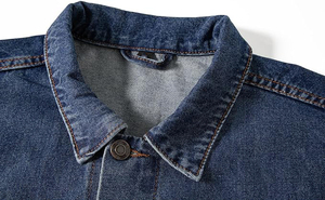 Veste en jean bleu foncé de haute qualité pour homme, avec col rabattu et doublure intérieure, saison printemps, tannerie pakistanaise - Product Image 3