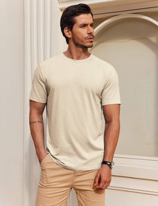 Camiseta de Algodón de Primera Calidad para Hombre, Tejida, Lisa, de Manga Corta, Cuello Redondo, Informal, Ecológica, de Secado Rápido, Suave, Transpirable y Cómoda, 220g - Product Image 3