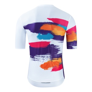 Maillot de cyclisme pour homme avec logo personnalisé, motif abstrait à effets de pinceaux, imprimé par sublimation, manches courtes, fermeture éclair, pour le vélo - Product Image 3