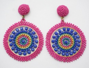 Pendientes de Aro de Moda Étnica con Cuentas de Vidrio en Forma de Diseño, Bañados en Rodio, Hechos a Mano, para Mujer y Niña, Colores de Tendencia 2026, Novedades, Aniversario - Product Image 3