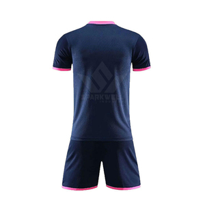 Men's Soccer Jersey Set Navy <b>Pink</b> Striped Short Sleeve Moisture Wicking Breathable Athletic Fit All Seasons 100% Polyester - Product Image 2