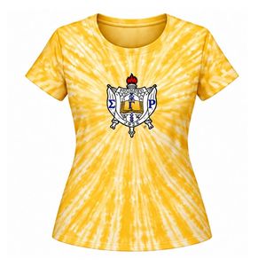 Camiseta Tie Dye para mujer, camiseta de manga corta con estampado gráfico moderno, ropa informal cómoda para damas modernas - Product Image 1