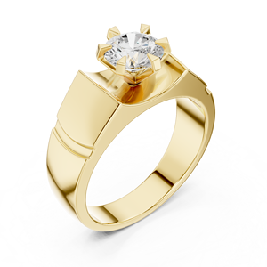 Bague de mariage solitaire pour homme en or jaune avec diamant de laboratoire – Bijou de luxe contemporain en or et diamant - Product Image 2