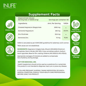 Complément de Magnésium Chélaté Glycinate 2000mg et Picolinate de Zinc pour Adultes, 60 Comprimés, Absorption Supérieure, Étiquette Nettoyée, OEM - Product Image 6