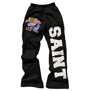 Conjuntos de Sudadera y Pantalones Deportivos de Felpa Francesa al por Mayor OEM, con Parches y Apliques Desgastados, Unisex, Pantalones Deportivos Anchos y Sudadera con Capucha, Traje Deportivo Personalizado - Product Image 3