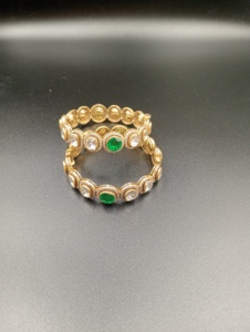 Silver Gold Plated AMAIRA JEWELS SM-584 Luxury Bangles Set Green Doublet Polki Stone for Women Traditional Engagement Jewelry - Product Image 3