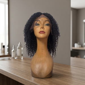 Full Lace Wig <b>Medium</b> Length Natural Black Peruvian Virgin Hair Swiss Lace Base With Baby Hair Transparent Lace Average Size - Product Image 2