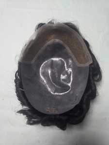 Prothèse capillaire Lace Front avec base en PU, raie centrale, ondulations profondes lâches, cheveux indiens Remy, ondulations naturelles, noirs, taille moyenne, Taz Hair - Product Image 6