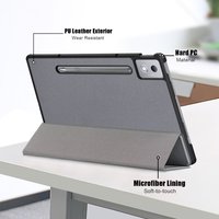 Étui rigide en cuir PU pour tablette Lenovo Tab Pad Pro P12 12,7 pouces, avec fonction veille/réveil automatique et support pliable à trois volets